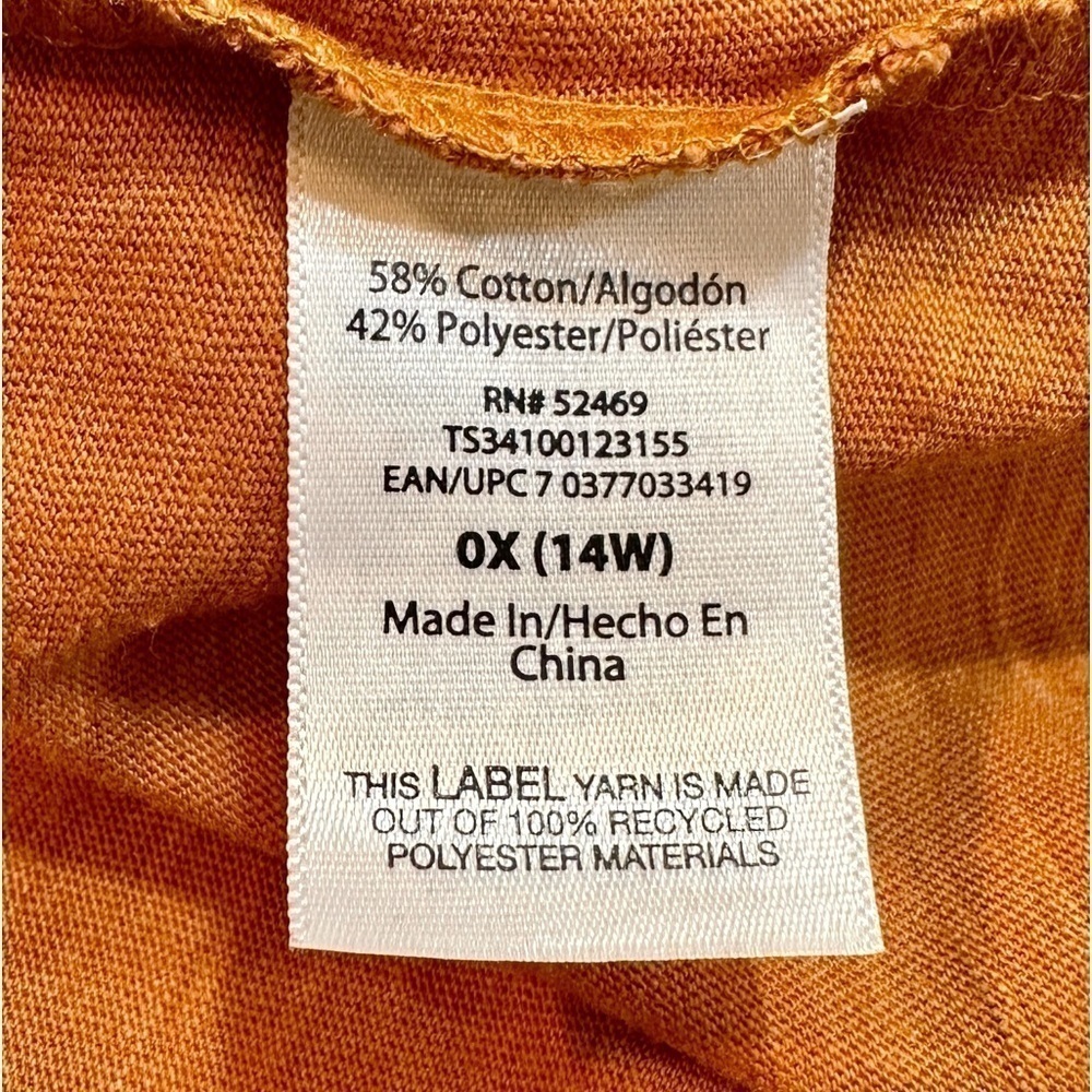 TERRA SKY, NWOT, WOMENS, LONG SLEEVE SHIRT WITH OPEN NOTCHED NECK. SIZE 14W - Picture 5 of 5